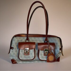 Vintage Dooney & Bourke Denim & Leather double pocket tote